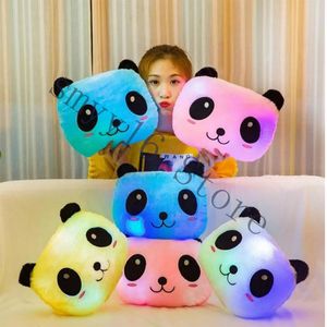 Colorful luminous panda pillow plush toy giant pandas doll Builtin LED lights Sofa decoration pillows Valentine day gift kids toy