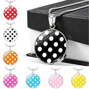 Chains Accessories Round Polka Dot Time Jewel Necklace Women's Fashion Clear Glass Pendant Clavicle Chain