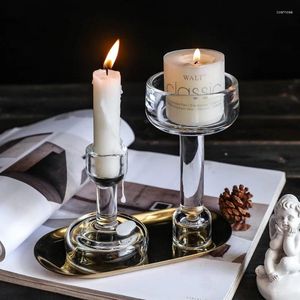 Candle Holders Nordic Transparent Crystal Tall Glass Holder Romantic Wedding Centerpieces For Table Candlelight Dinner Po Props
