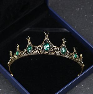Nakrycia główki barokowy retro czarny luksusowy kryształowe tiary ślubne korony księżniczki królowa Pageant Prom Rhinestone Veil Tiara Wedding Hair 1189836