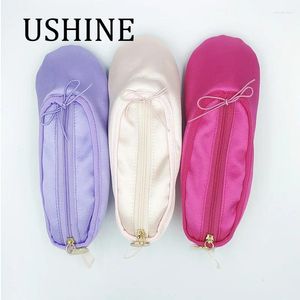 Dansskor Ushine Pink Ballet Shoe Satins Student Pencil Bag Multifunktionell kosmetisk droppe