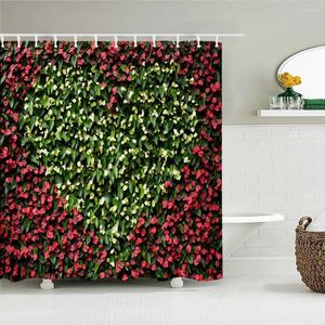 Shower Curtains Nature Wall Plant Landscape Decoration Curtain Flower Leaf Scenery Prints Fabric Polyester Bathroom With Hooks