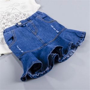 Mädchen Frühlings- und Sommer -Denim -Röcke European American Style Casual Short Rocks mit gekräuselten Hip Kids Childrens Clothing 240325