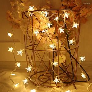 Strängar 10/20 LED -stjärna Fairy Lights Garland batteriet drivs Twinkle String Light Copper Wire Lighting Wedding Christmas Decoration