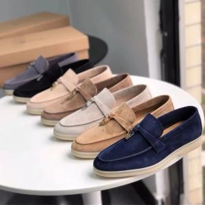 Tofflor Lady Moccasin Men's Loafers Suede Leather Flat Walking Shoes 2022New Spring and Autumn Lazy Soft Bottom Women's Casual Shoes