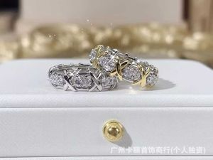 Designer Brand TFF 16 Stone Cross Diamond Ring Instagram Par 18K Gold Premium Luxury and Exquisite for Women with Logo