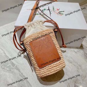 Kadınlar lüks plaj çantası düşükwe el çantası Fransız saman dokuma çanta moda yeni el yapımı kadın su kovası bir omuz crossbody çanta