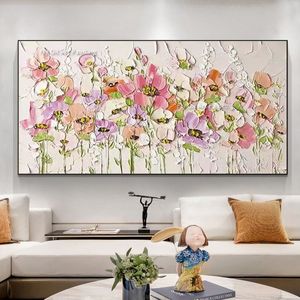 モダンな家の装飾壁画キャンバス油絵100％手描きの抽象的な花の壁のアート絵画装飾リビングルームの花のキャンバスペインティング