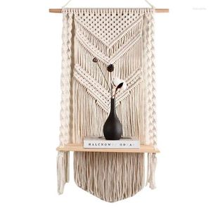 Tapisseries macrame vägg hängande hylltassel hyllor för 17.3x31.5 tum tapestry boho arrangör hänger kök