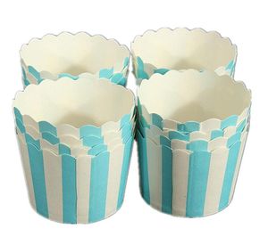 Venda de cupcake papel bolo caso cozimento copos forro muffin sobremesa cozimento copo azul branco listrado260h7320715