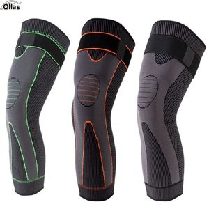 Anti-deslizamento prolongado joelheira de joelheira longa com manga de perna de faixas de compressão Knee Brace Running Sports Sports Worth Perguas elásticas Protetor de joelho 240323