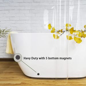 PEVA Bathroom Shower Curtain Liner Heavy Duty Waterproof Bathing Screen Transparent with Magnet Bottom 180x180cm for Home Hotel