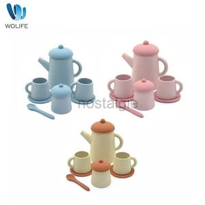 Cozinhas jogam comida para bebê Educational Learning Toys Children Silicone Tea Set Toys Troe House Toys Kids Crianças comestíveis Copas de mesa de mesa de mesa 2443 Conjunto 2443