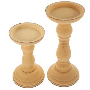 Candle Holders 2 Pcs Wooden Holder Home Decor Stands Tealight Desktop Table Centerpieces Decorative