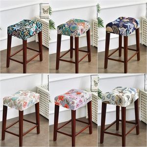 Chair Covers Pastoral Style Stool Cover Rectangle Bar Counter Saddle Seat Stretch Bench Slipcover Furniture Protector