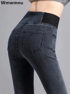 Ołówek z wysokim paskiem Jean Classic Chudy Casual Duże rozmiar 38 dżinsowe spodnie Streetwear Pantalones Stretch Wash Vaqueros Spodery 240403