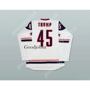 GDSIR Custom White Donald Trump 45 USA Hockey Jersey New Ed S-M-L-XL-XXL-3XL-4XL-5XL-6XL