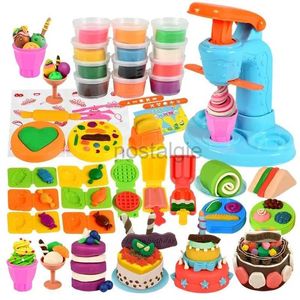 Kök spelar mat färgglada plasticine making leksaker kreativa diy handgjorda mögelverktyg glass nudlar maskin barn lek hus leksaker färgad lera gåva 2443
