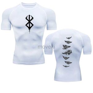 Herr t-shirts anime t shirt mens rashgard toppar kläder korta ärmar andra hud kroppsbyggande t-shirt snabb torr komprimering snäva skjorta män 2443