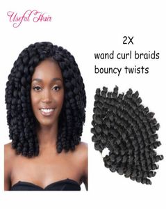 Szydełko warkocze włosy 8 -calowe odrzucenie jamajskie afro puszystą skokową różdżkę curls Kanekalon Ombre Jumpy Wand Curl Soft szydełka włosy Ext8960958