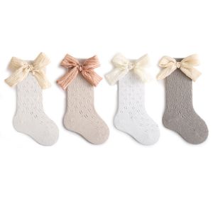 Summer Girls Hollow Knitted Socks Sweet Kids Wows 3/4 Knee High Princess Sox Bambini in cotone Gambe sottili traspirabili Z1007