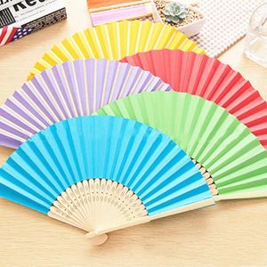 Decorative Figurines 1/5Pcs Hand-Painted Foldable Paper Fan Portable Party Wedding Supplies Chinese Hand Dance Gift Ramadan Decoration 21cm