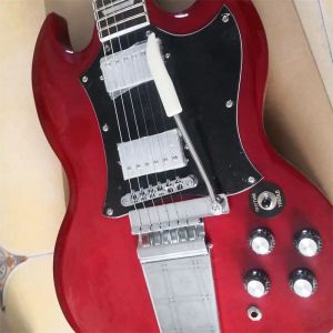 Guitar Vibrato -System Metal Red 6string E -Gitarre 22 Bünde Humbucker Pickups Spezielle benutzerdefinierte Modell kostenloser Versandfabrik Outlet
