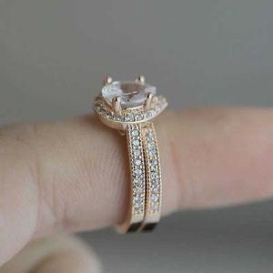 2pcs anéis de casamento huitan aaa zircão de zircão micro pavimentado anel de noiva conjunta