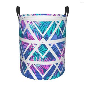 Laundry Bags Foldable Basket For Dirty Clothes Tropical Jungle Palm Leaf Geometric Pattern Storage Hamper Kids Baby Home Organizer