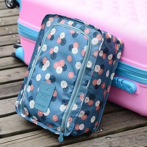Portable Shoe Bag Travel Waterproof Nylon Organizer Foldable Underwear Socks Clothing Zipper Tote Storage Handle Bag