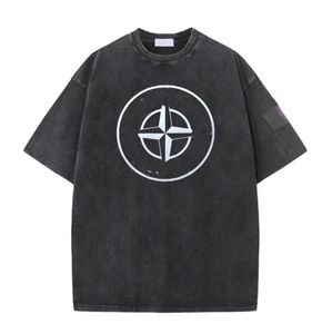 Nya män t shirt sten lös tee lila märke broderad rund logotyp bomull par stil tees ö mode vintage tvätt enkel stil lös casual t shirt 01