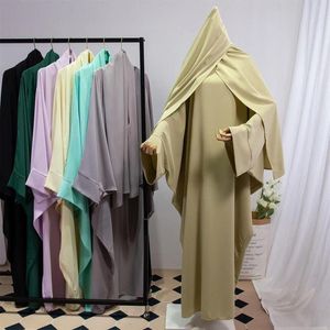 Roupas étnicas muçulmanas abaya com hijab duas peças mulheres jilbabs islâmico dubai saudi manto turco vestidos de oração soltos kaftans soltos