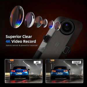 4K Front- och bakkamera Mirror Car DVR WiFi Dash Cam för bilar GPS Backup Camera för fordonsparkeringsassistansbilsåtgärder