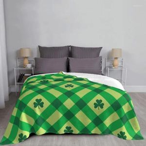 Decken Shamrock Leaf Green Flanell Spring Herbst tragbare ultra-weiche Wurfdecke für Heimauto Teppichstück