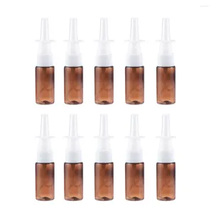 Storage Bottles Nasal Spray Bottle Empty Pump Sprayer Mist Nose Refillable For Saline Water Wash Applications Brown 15ml 15pcs