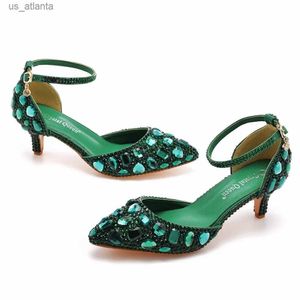 Scarpe eleganti pompe donne sandali tacchi sandali notturni fibbia rino fibbia per fibbia purle 5cm tacchi sottili novità ballo da ballo blu scuro H240403184E