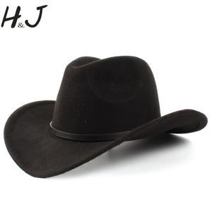 2Big Size Wool Womens Mens Western Cowboy Hat For Gentleman Lady Jazz Cowgirl With Leather Cloche Church Sombrero Caps 240327