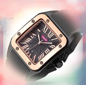 Quadratische Römische Panzer Männer Watch Frauen Lady Luxus Gummigürtel Wasserdreiter drei Pins -Serie Quarz Chronograph Military Master Uhren Geburtstag Weihnachtsgeschenke