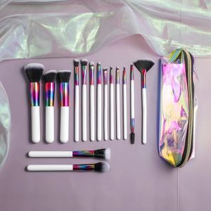Colorful Makeup brushes set Cosmetic Foundation Powder Blush Eyeshadow Face Kabuki Blending Holographic Make up Brushes Tool 240403