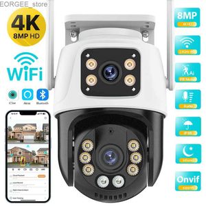 Other CCTV Cameras Dual Lens 360 Wifi Camera IP66 Security Protection 8MP 4K Wireless Outdoor Human Detection ICSEE Video Surveillance PTZ Camera Y240403