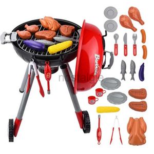 Cozinhas Jogue comida 1set Toy Kitchen Conjunto para Play House Toy Toddler Electric BBQ Grill com Light Girls Real Sound Fingem para Play Role P 2443