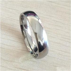 Bandringe Klassische männliche echte Weiße Goldfarbe 6mm Titanium Stahl Frauen Männer Sier Ring Top Qualität nicht verblassen Liebhaber Schmuck 279W Drop d DHTDS