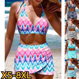 Women damskie damskie damskie tankini tankowane lato Summer Nowy projekt nadrukowany strój kąpielowy Bikini dwuczęściowy garnitur plażowy xs-8xl J240403