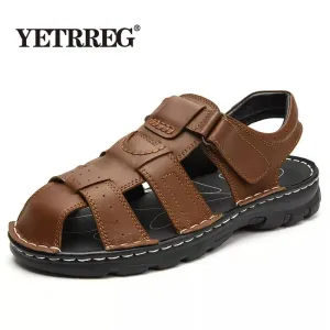 Sandalen Heißer Verkauf Sommer Beach Herren Sandalen handgefertigt echte Leder Sandalen Outdoor nicht schlupfende Watschuhe bequeme Männer Pantoffeln