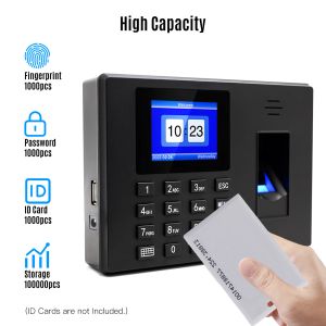 Recording BISOFICE Attendance Machine Fingerprint/Password/ID with 2.4'' Display Screen Time Clock Support Employee Checkingin Recorder