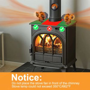 Heat Powered Stove Fan Silent Dual Motors 4 Blades Non-Electric Fireplace Fan with Bracket for Wood Burning Stove / Log Burner