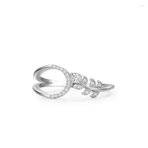 Cluster Rings STL S925 Sterling Silver Ring For Women In Europe And America Light Luxury Fresh Leaves Index