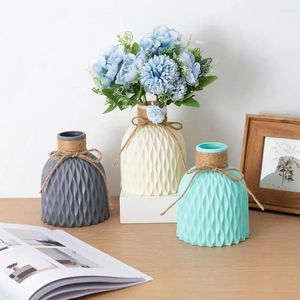 Vases Plastic Vase Striped Flower Pot For Home Nordic Style Decoration Faux Ceramic Dried Decora