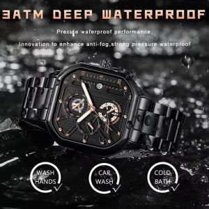 Poedagar Top Marke Luxus Neue Männer beobachten Quarz Mann Wasserdichte leuchtende Uhr für Männer Datum Chronographen Sport Armbandwatch Black Knight11