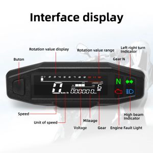 Universal LCD Digital Motorcycle Meter Speedometer Odometer RPM Fuel Meter LCD Digital Gauge Turn Signal Light for All Motor